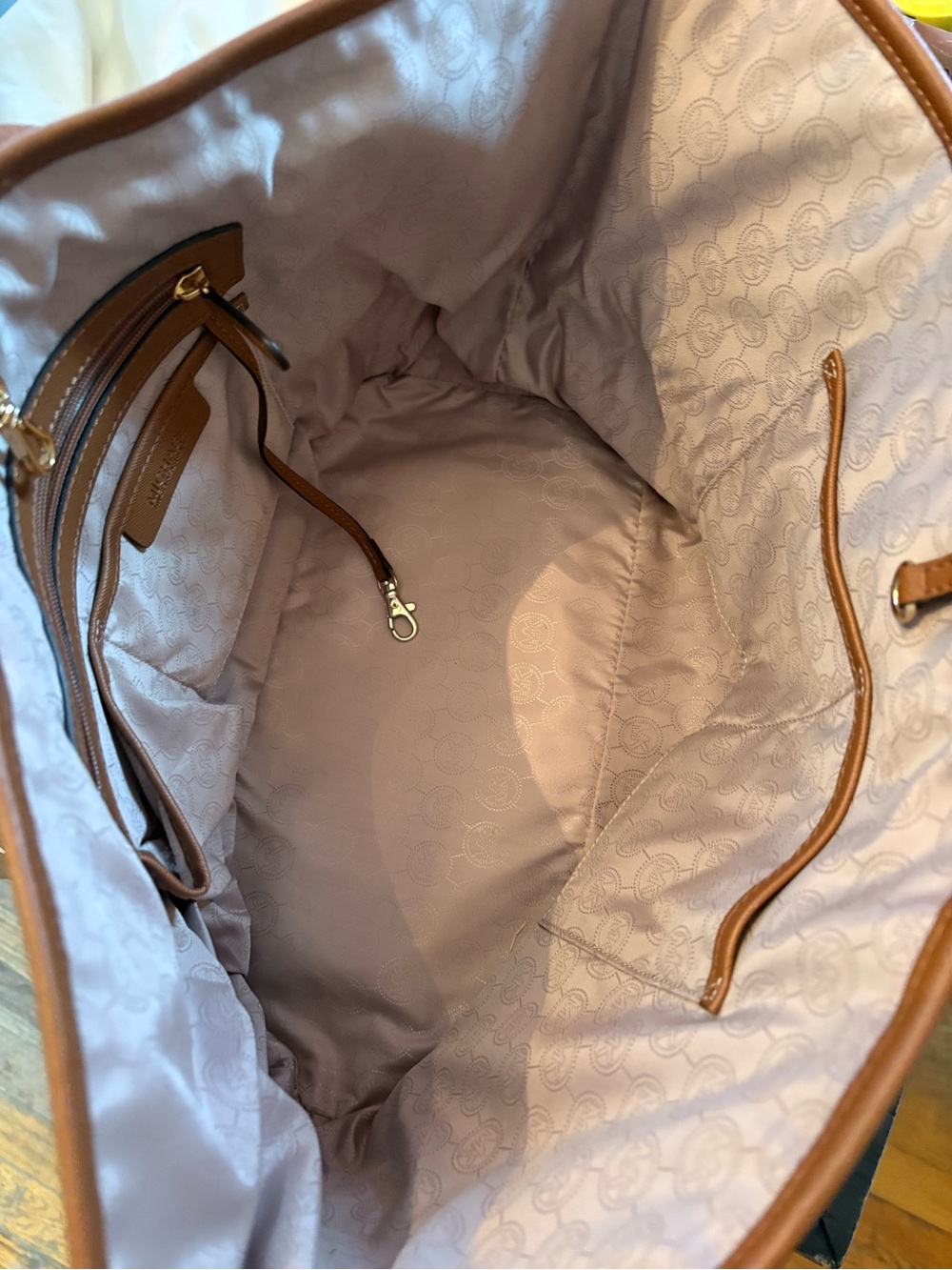Michael Kors Cognac Leather Studded Tote with Gold Accents - Picture 5 of 9